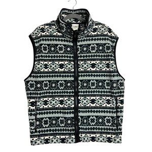 Vintage 90s Y2K L.L. Bean Black and Gray Patterned Vest